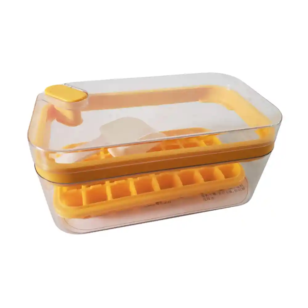 Bandeja Para Cubitos De Hielo Con Tapa Y Contenedor