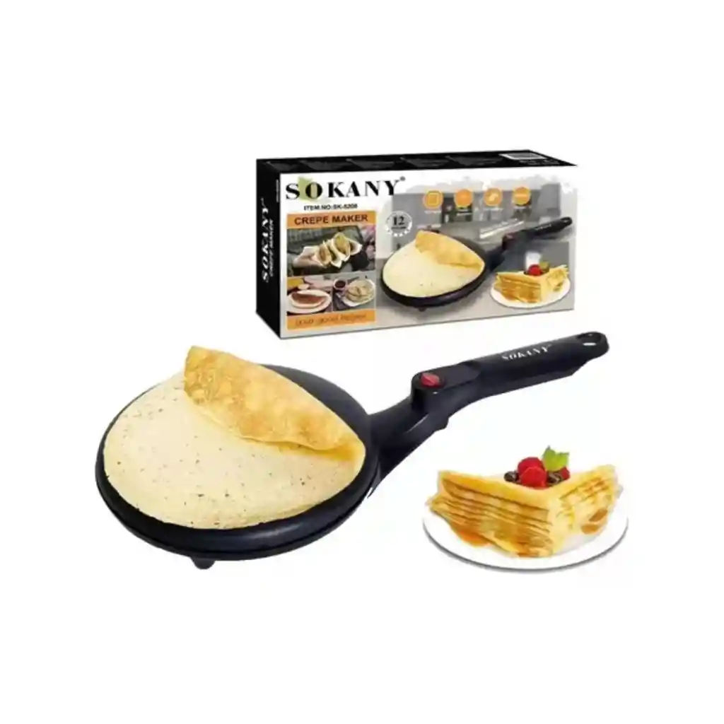Maquina Eléctrica Crepes Sokany Antiadherente Multifunción