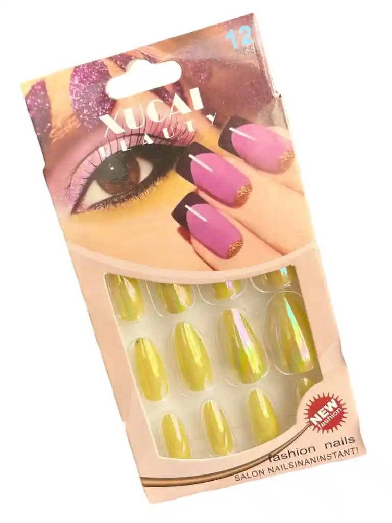 Kit Completo De Uñas Postizas Xucai Espejo Sol - Uñas Press On Con Adhesivo - Ref 6