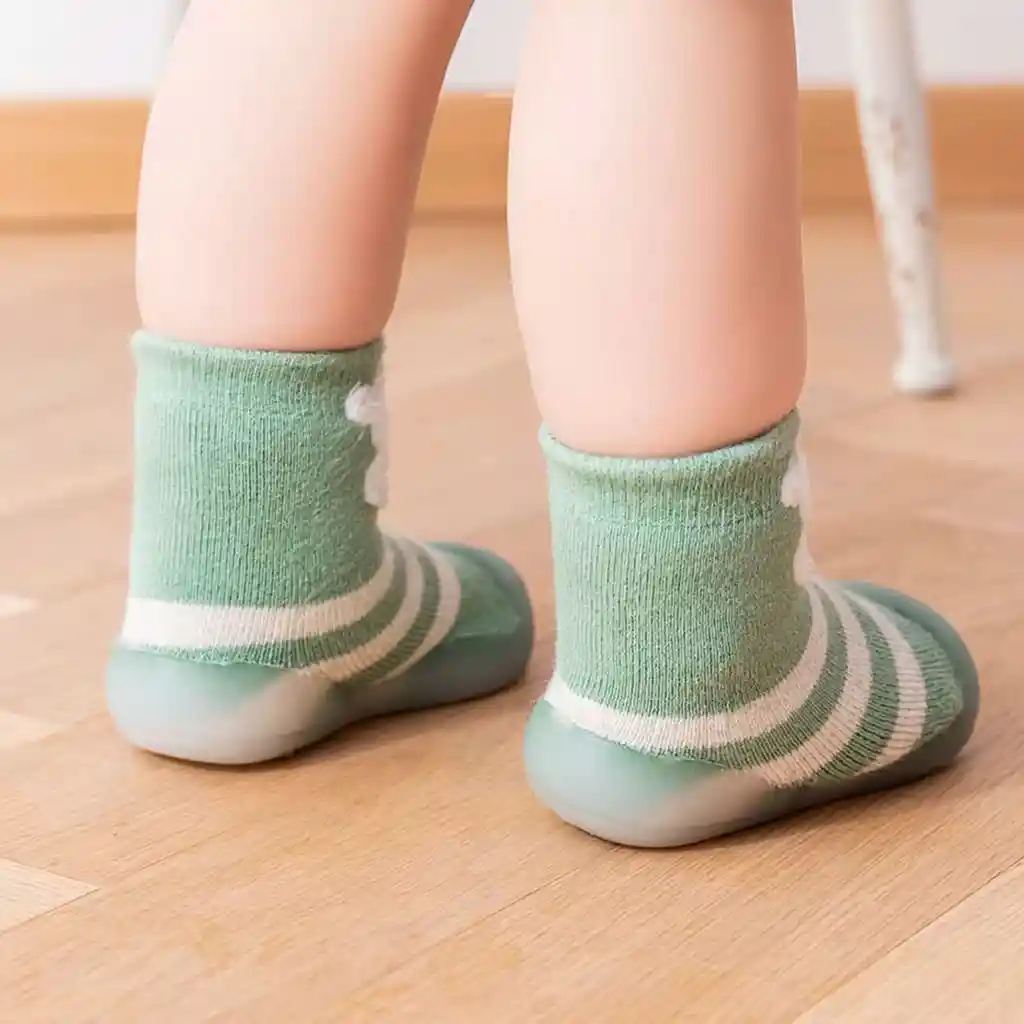 Par De Medias Con Suela Antideslizante Para Bebés, Divertidos Diseños De Animales, Hechas En Algodón, Ideal Para Los Primeros Pasos - Colorlife