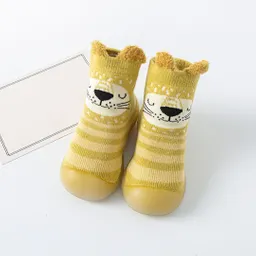 Par De Medias Verde León Con Suela Antideslizante Para Bebés, Divertidos Diseños De Animales, Hechas En Algodón, Ideal Para Los Primeros Pasos - Colorlife