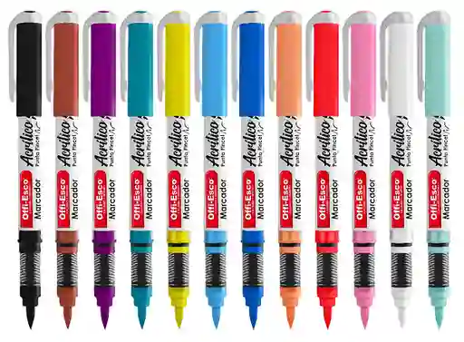 Marcadores Acrilicos Punta Pincel Colores Surtidos X12 Und