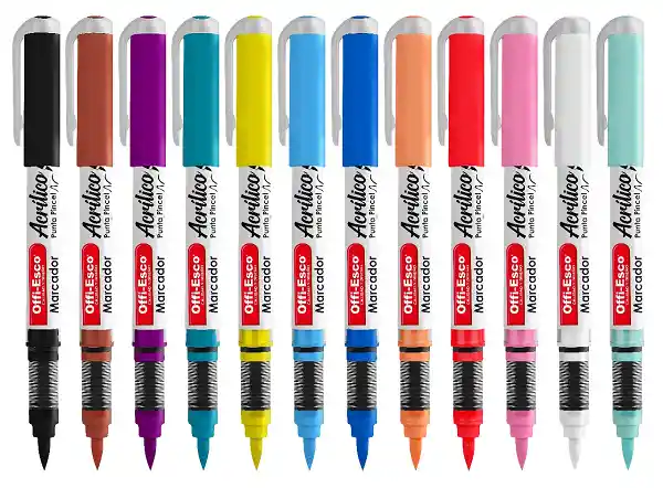 Marcadores Acrilicos Punta Pincel Colores Surtidos X12 Und