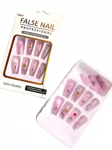 Kit Completo De Uñas Postizas New Salon Quality - Uñas Press On Con Adhesivo - Ref 1u