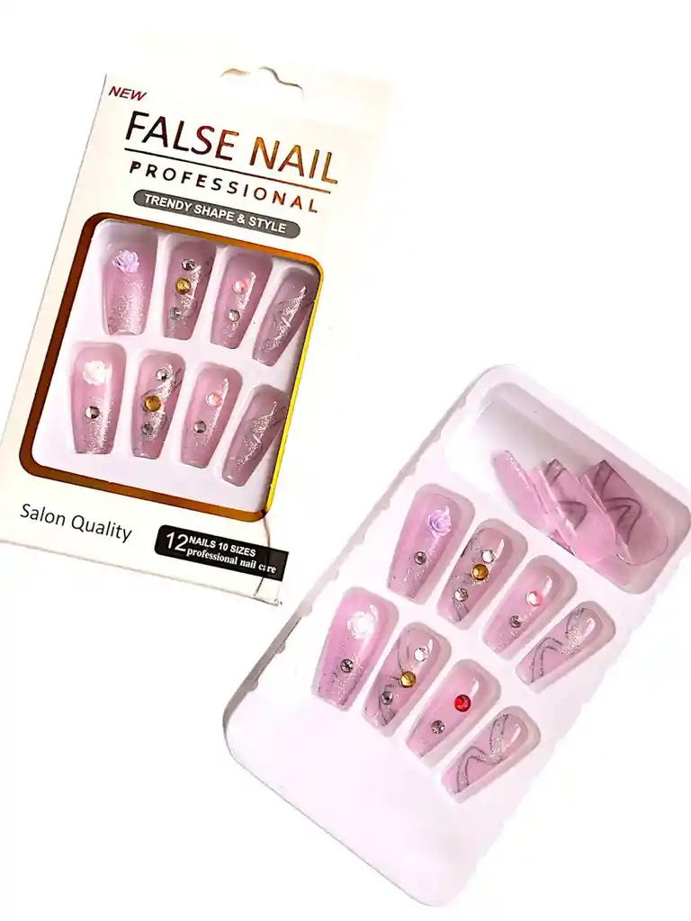 Kit Completo De Uñas Postizas New Salon Quality - Uñas Press On Con Adhesivo - Ref 1u