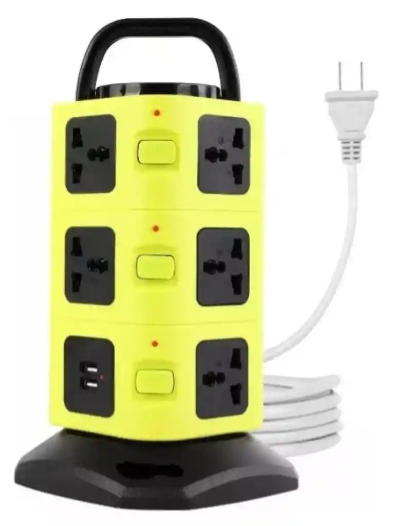 Multitoma Corriente Torre Vertical 3 Niveles 2 Puertos Usb