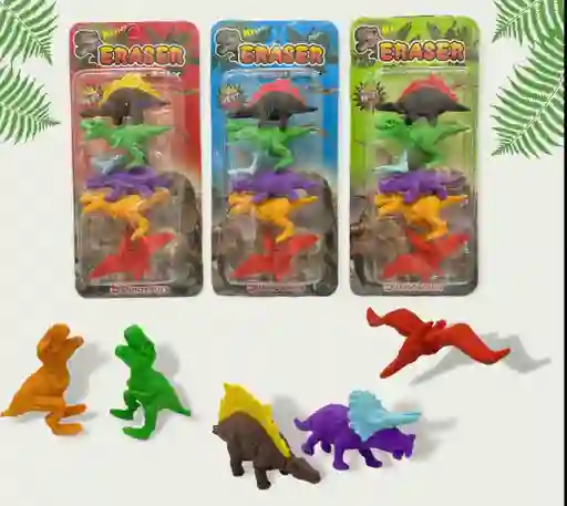 Set De Borradores De Dinosaurios, Papelería Kawaii (x5)