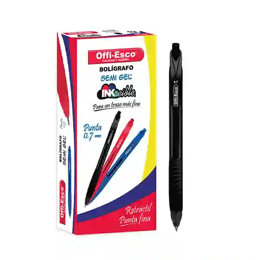 Caja Lapicero Offi-esco Retractil Punta Fina Negro 0050