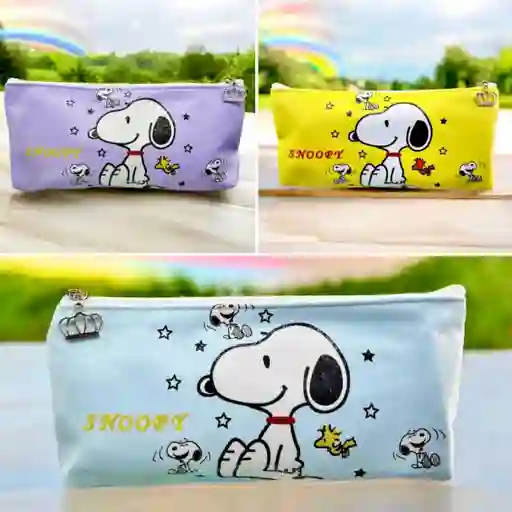 Cartuchera Snoopy Azul Pastel Papelería Kawaii