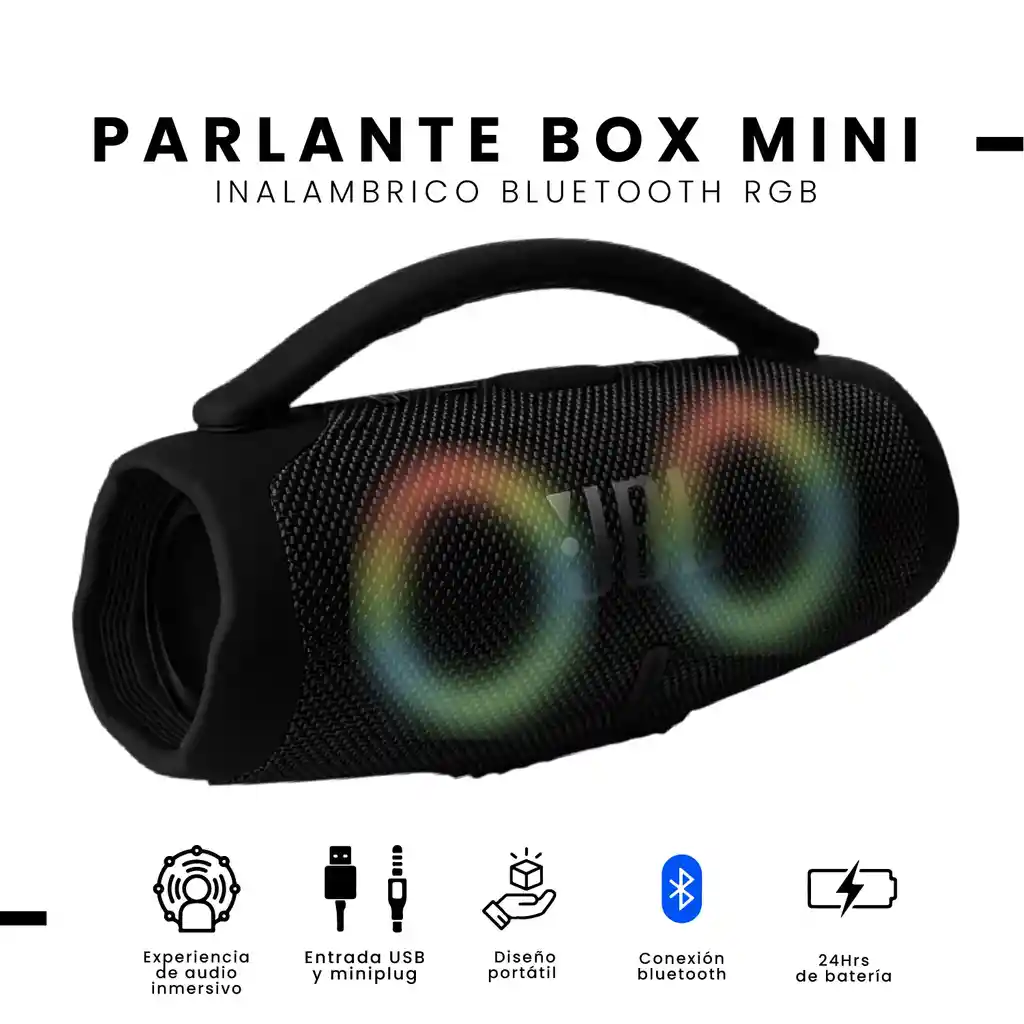 Parlante Mini Boom Box Bluetooth Jbl Inalámbrico Negro Replic 1.1 Innovo