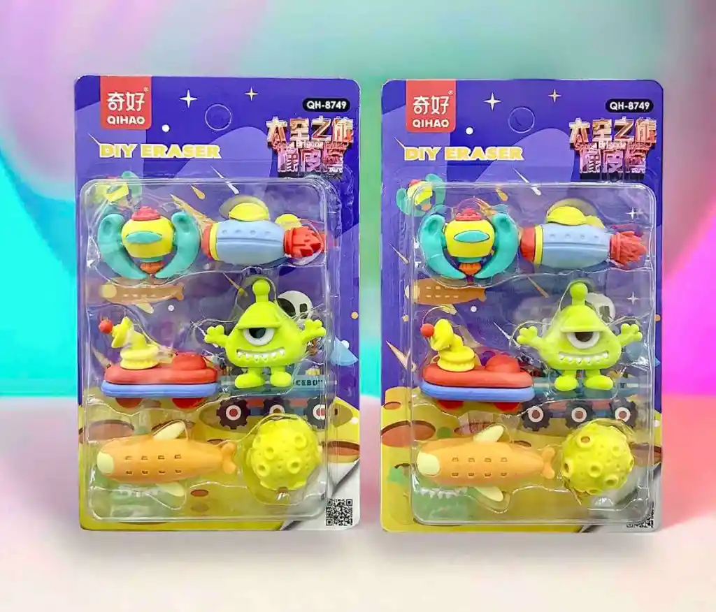 Set De Borradores Marcianitos (x6) Papelería Kawaii