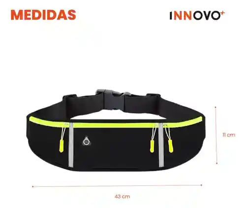 Canguro Riñonera Impermeable Deportivo Ejercicio Negro Bolso Innovo Fit