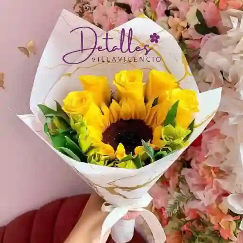 Bouquet Girasol Y Rosas