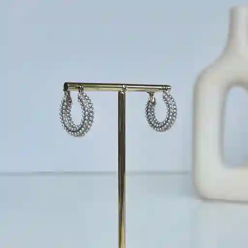 Aretes Candongas Nieve Plateado