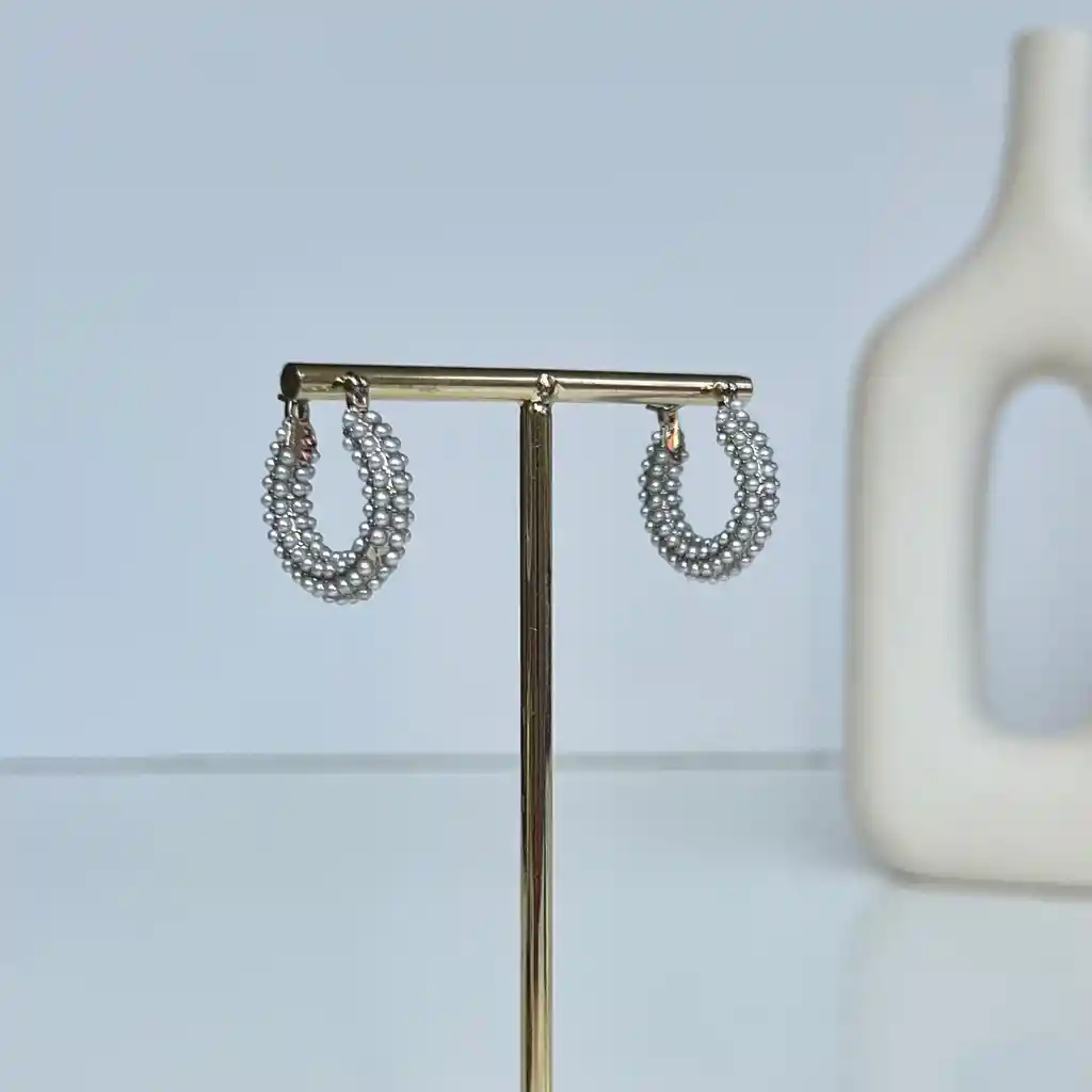 Aretes Candongas Nieve Plateado