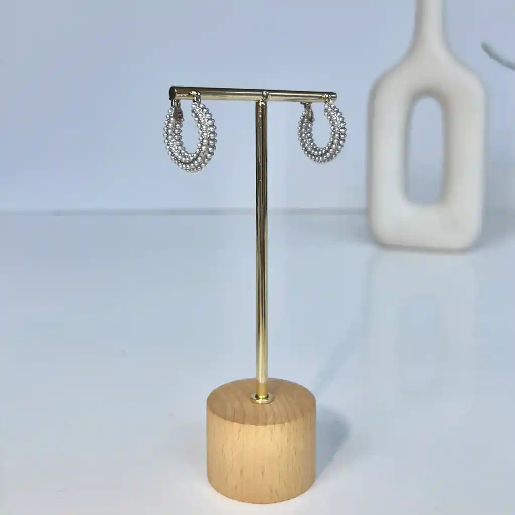 Aretes Candongas Nieve Plateado