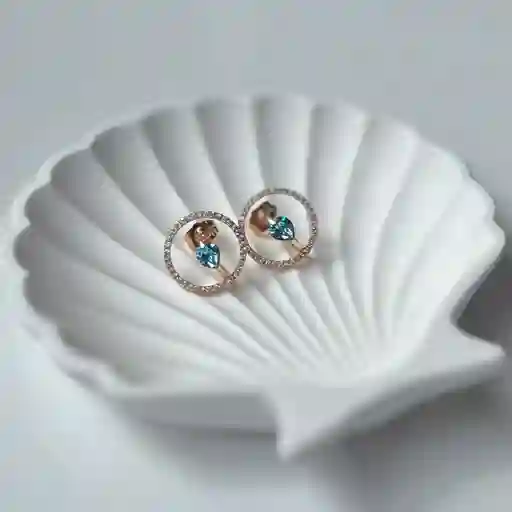 Aretes Corazón Profundo Azul Claro