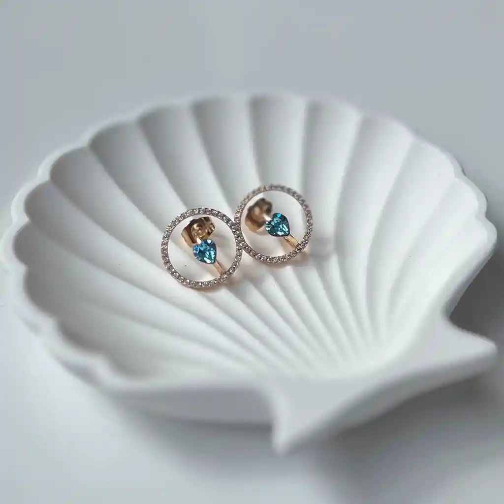Aretes Corazón Profundo Azul Claro