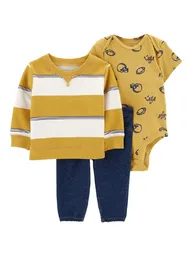 Conjunto 3 Piezas Con Sudadera Lineas Amarillas Logrado- 9 Meses