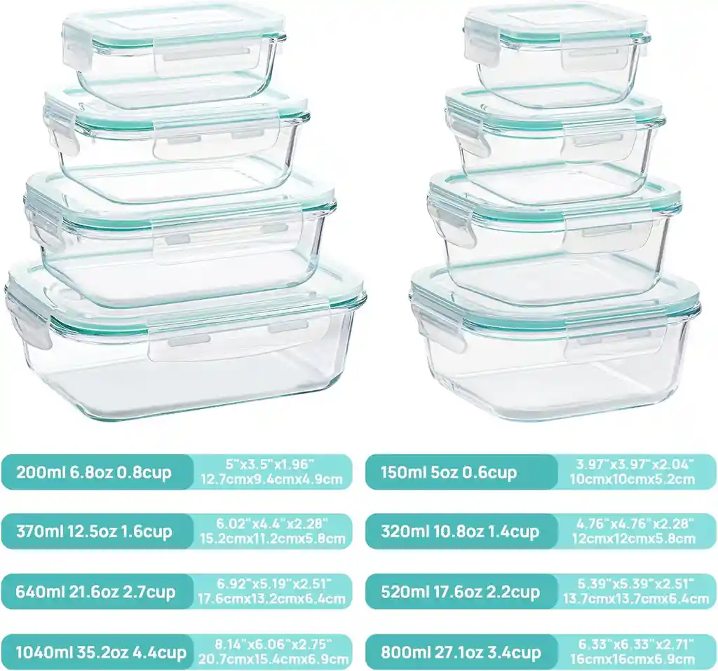 Refractarios X8 En Vidrio Organizador De Cocina Hermético