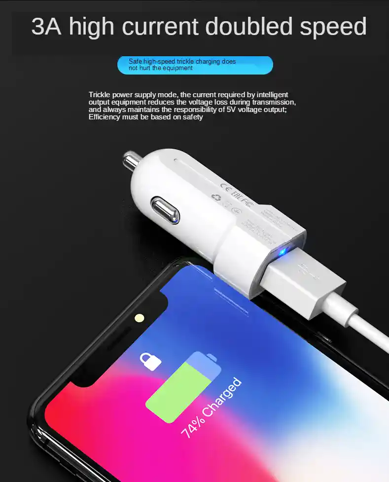 Cargador De Celular Iphone Para Carro Carga Rápida 3.0amp