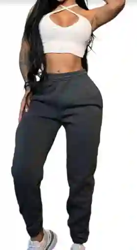 Sudadera Jogger Con Bolsillos Y Estampado Gris Oscuro