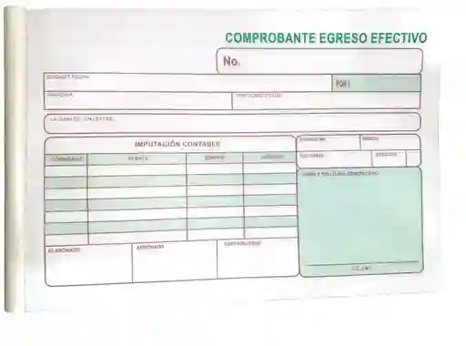 Comprobante De Egreso Efectivo X 70 Hojas	