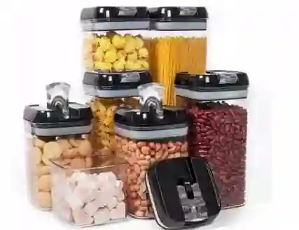 Recipiente Comida Tuppers Hermetico Set X7 Plástico Con Tapa