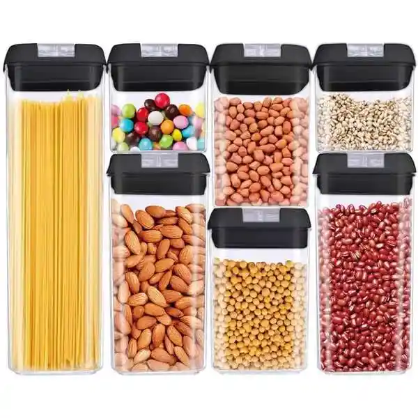 Recipiente Comida Tuppers Hermetico Set X7 Plástico Con Tapa