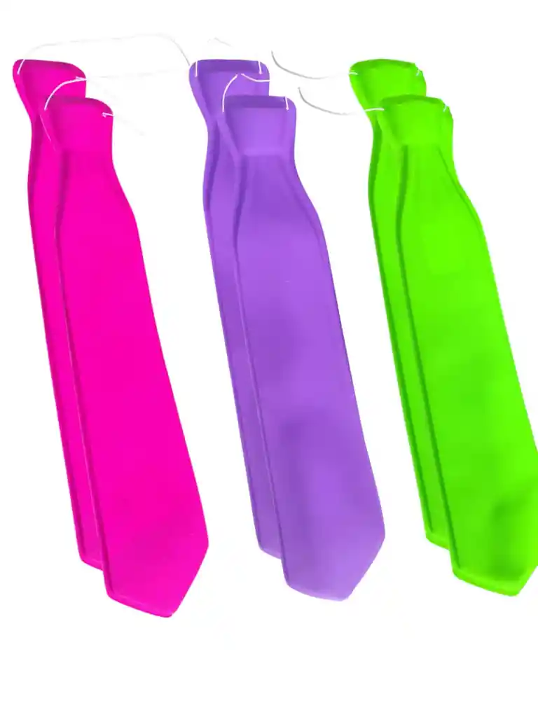 Decoración Fiestas Corbatas Plasticas Hora Loca Neon X6 Und