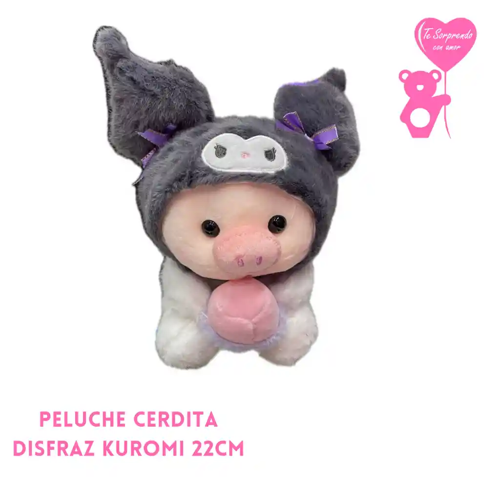 Peluche Cerdo Disfraz Kuromi 22cm