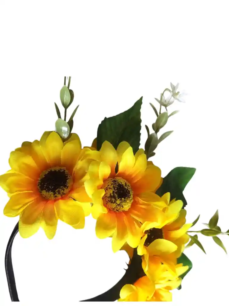 Diadema Corona De Flores Artificiales Disfraz Decoracion Color Amarillo