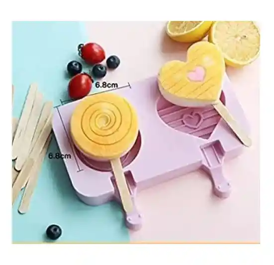 Molde Silicón Munecos Incluye Tapa Y Paletas Para Helados