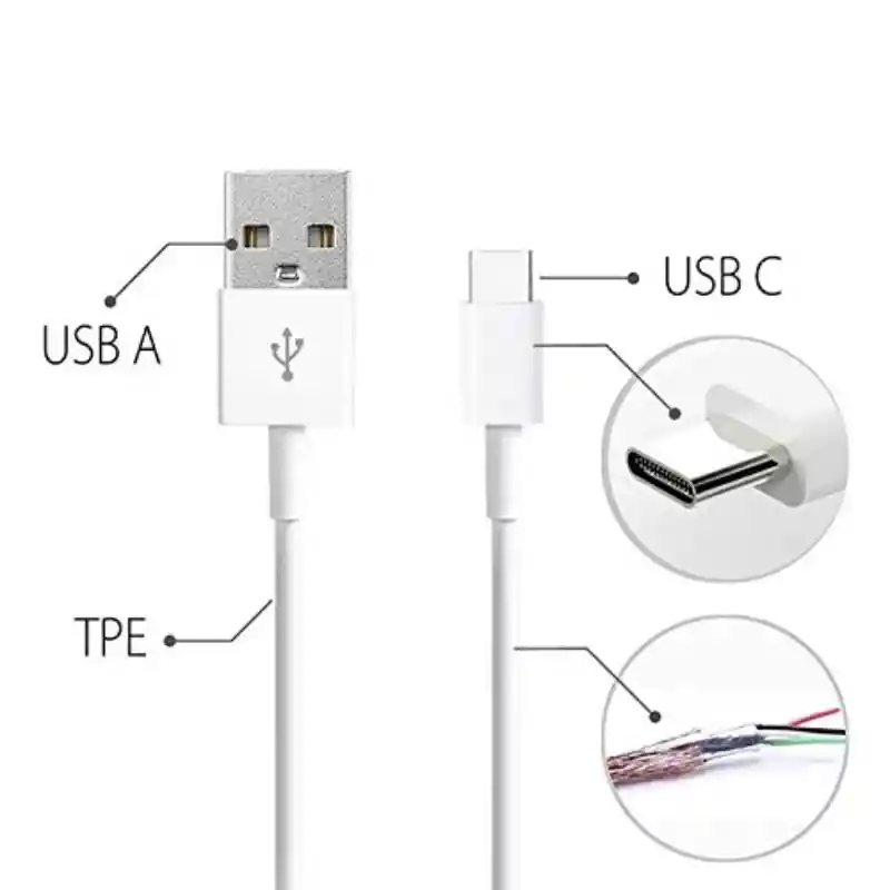 Cable Tipo C Carga Rapida 3.1a Blanco White Energy Marca Del Futuro