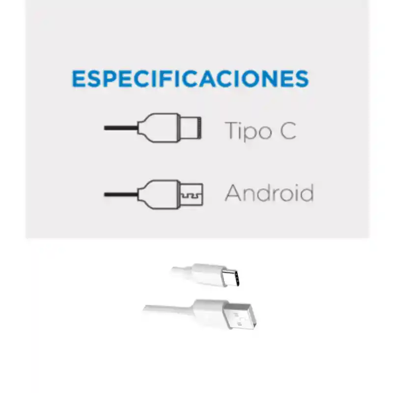 Cable Tipo C Carga Rapida 3.1a Blanco White Energy Marca Del Futuro