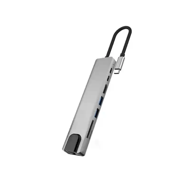 Adaptador 8 En 1 Tipo C Lan Tf Sd Hdmi Usb Pd Hub