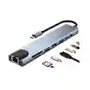 Adaptador 8 En 1 Tipo C Lan Tf Sd Hdmi Usb Pd Hub