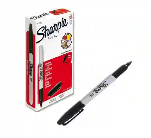 Caja De Sharpie Marcador Permanente Negro X 12 Und Fino