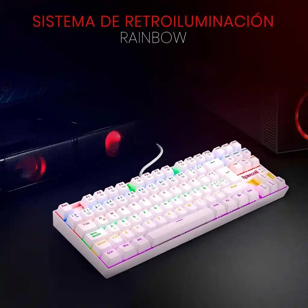 Teclado Blanco Redragon Kumara K552-wr Mecanico Switch Rojo Gaming