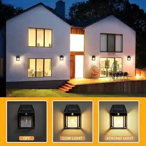 Lámpara Pared Led Panel Solar Y Sensor De Movimiento