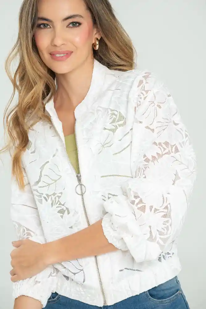 Chaqueta Encaje Color Blanco Crudo Talla S
