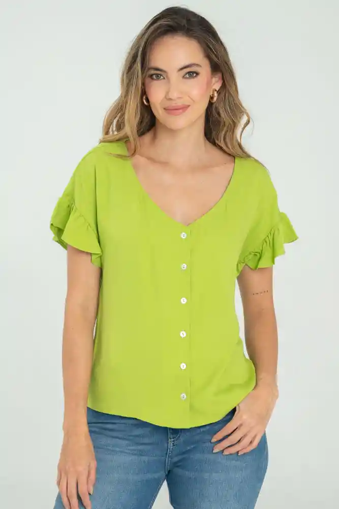 Blusa Chrissy Color Verde Manzana Talla L