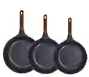 Sartenes En Marmol Swiss Home X3 Con Tapa De Vidrio