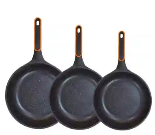 Sartenes En Marmol Swiss Home X3 Con Tapa De Vidrio