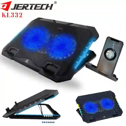 Base Refrigerante Para Portatil Kl332 5 Niveles 2 Ventiladores Rgb