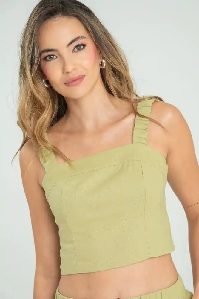 Crop Top Elanha Color Verde Olivo Talla L