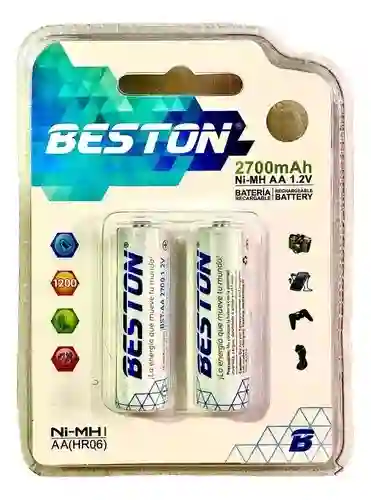 Baterías Pila Original Recargables Aa 2700mah X2 Beston Hr06