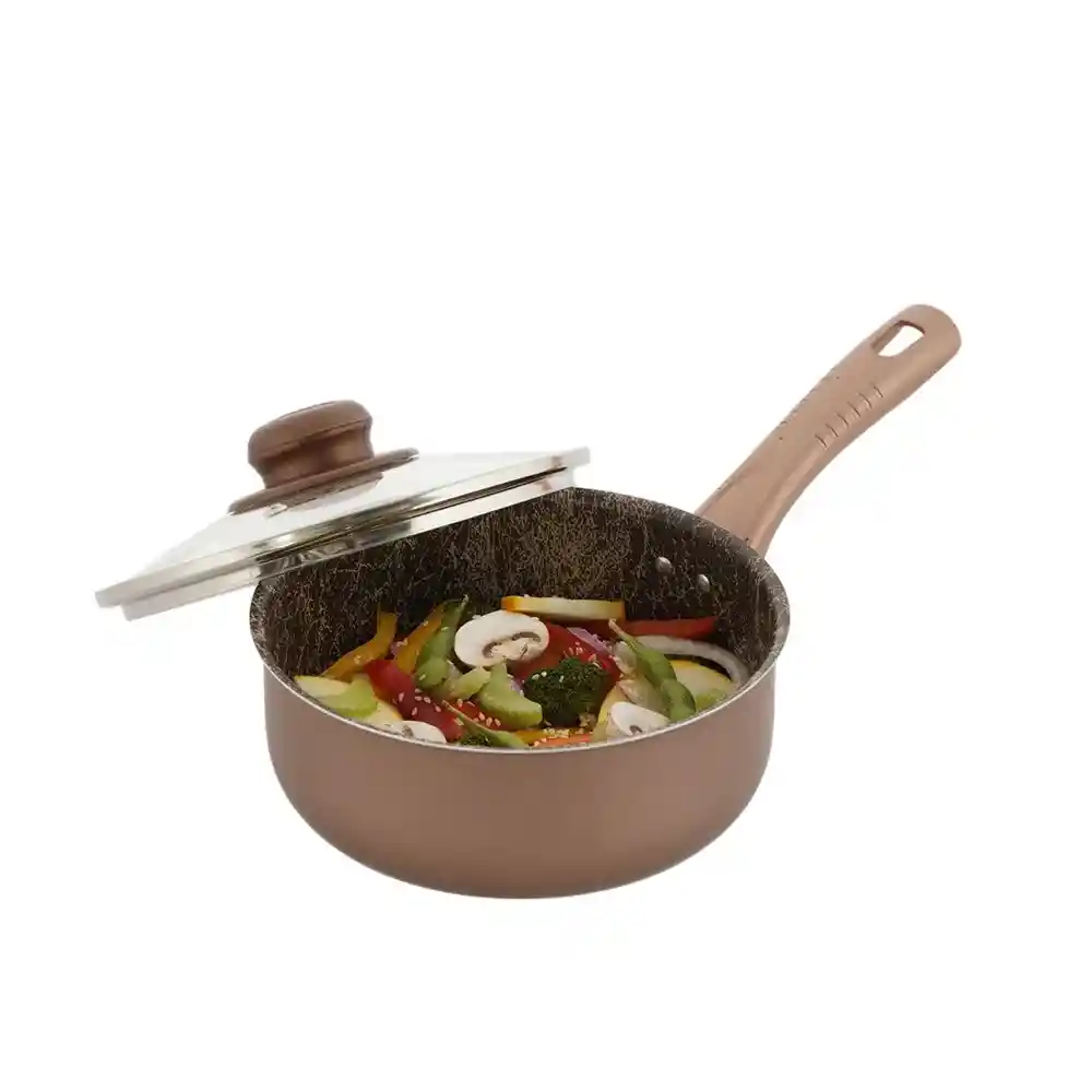Perol Universal Ambar 16 Cm + Tapa En Vidrio Antiadherente