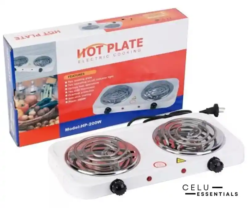 Fogon Cocina Electrica 2 Puestos Hornilla Hot Plate Blanco 2000w