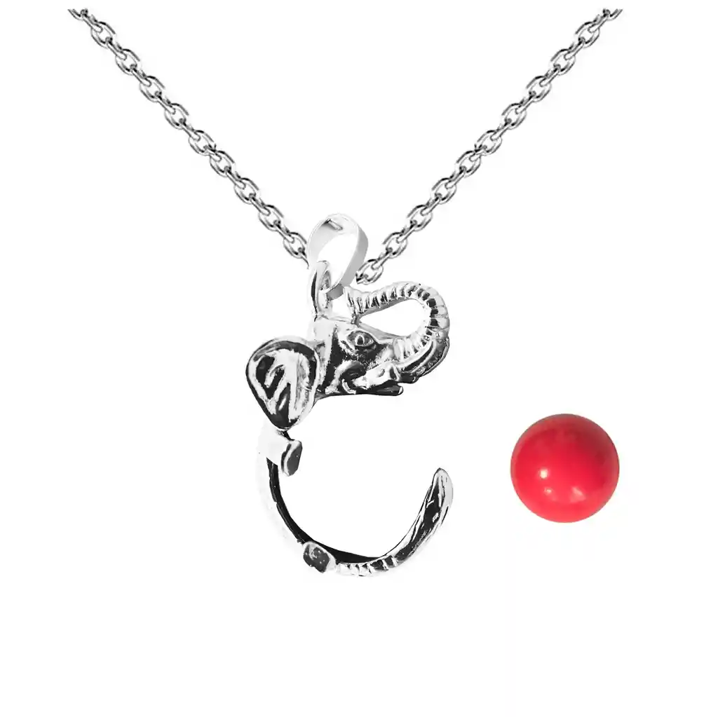 Collar Llamador De Angel Elefante Figura Cascabel + Estuche